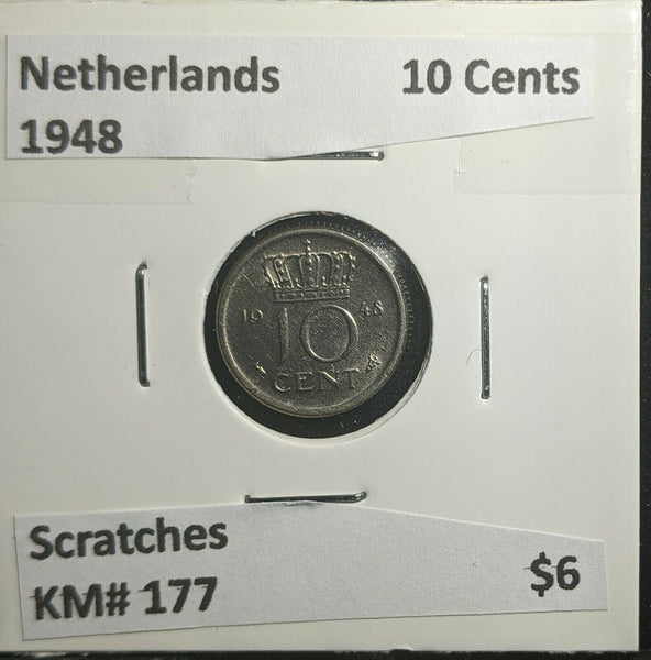 Netherlands 1948 10 Cents KM# 177 Scratches #275 3A