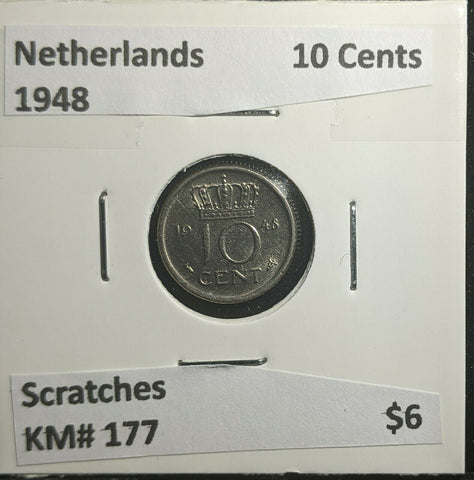 Netherlands 1948 10 Cents KM# 177 Scratches #275 3A