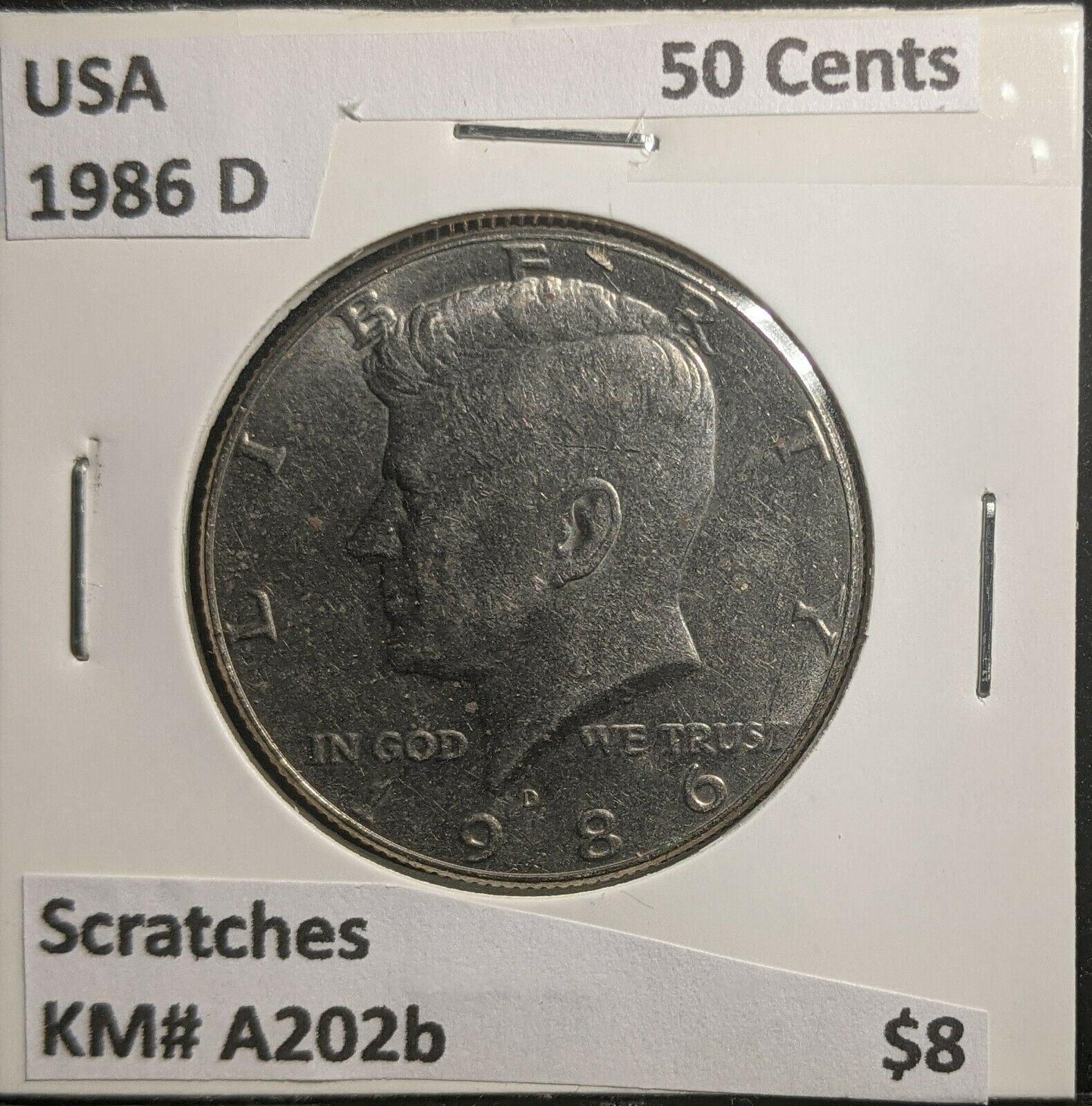 USA 1986 D 50 Cents KM# A203A Scratches #291 3A