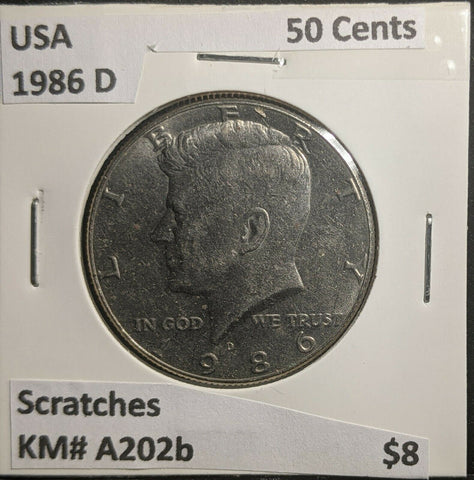 USA 1986 D 50 Cents KM# A203A Scratches #291 3A