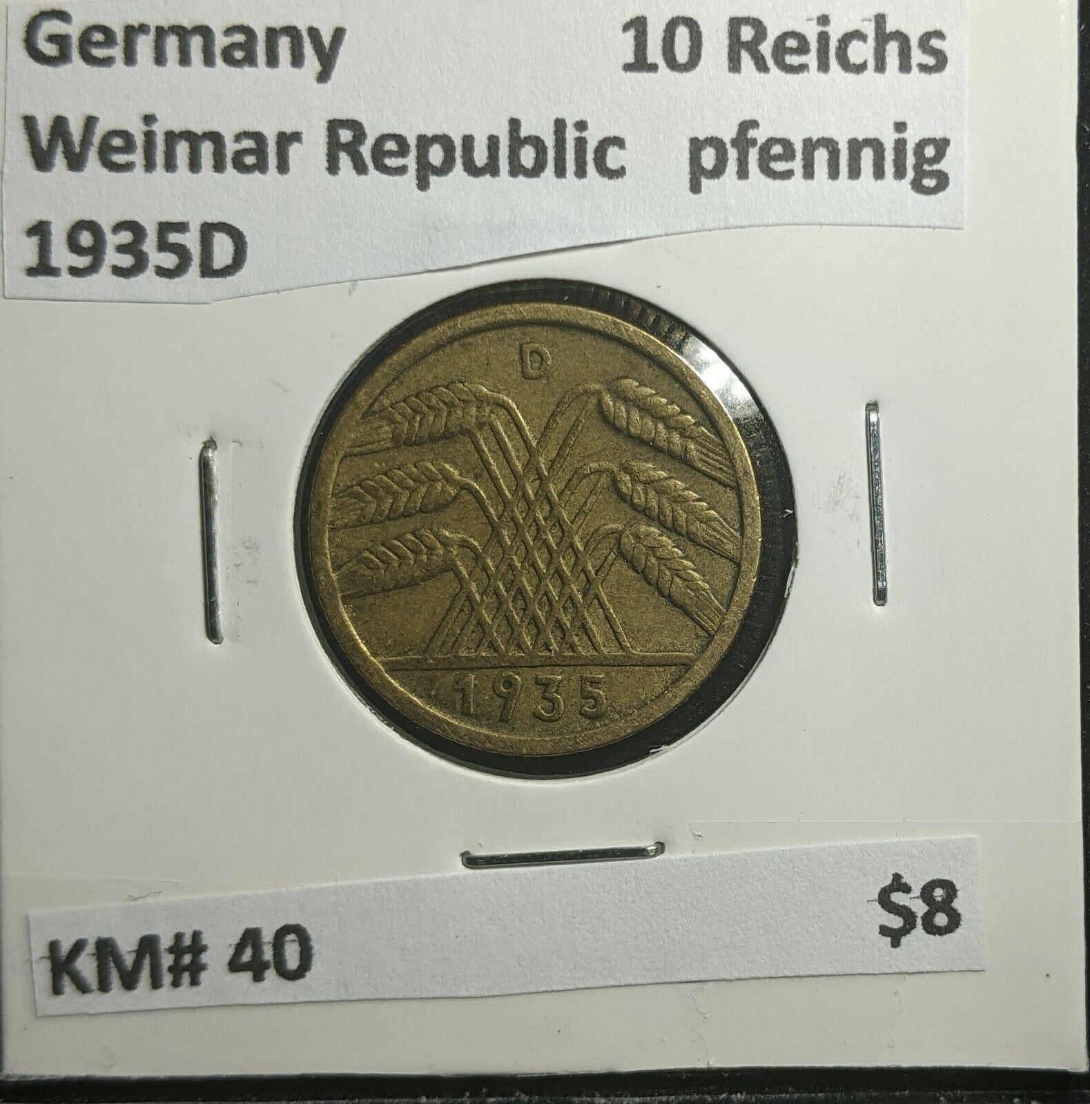 Germany Weimar Republic 1935D 10 Reichspfennig KM# 40 #277 3A