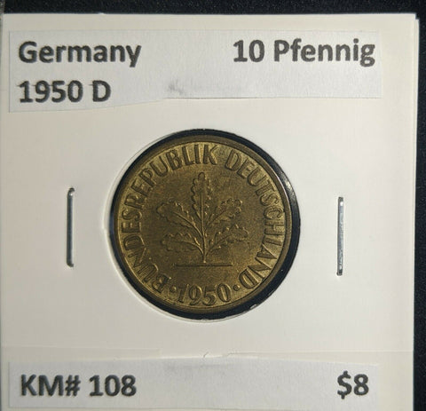 Germany 1950 D 10 Pfennig KM# 108 #295 3A