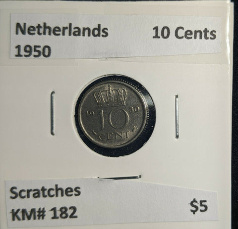 Netherlands 1950 10 Cents KM# 182 Scratches #746 3B