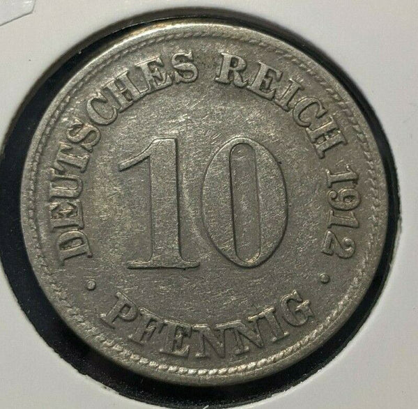 Germany Empire 1912 D 10 Pfennig KM# 12 Scratches #285 3B