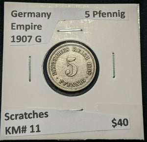 Germany Empire 1907 G 5 Pfennig KM# 11 Scratches #737 3B