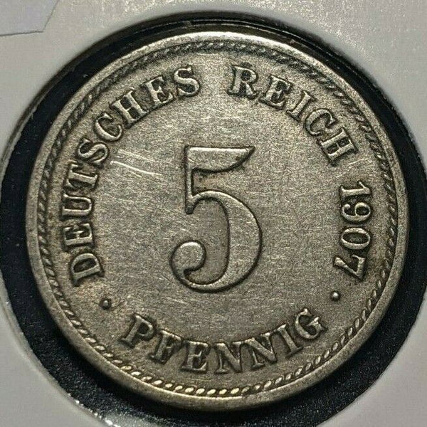 Germany Empire 1907 G 5 Pfennig KM# 11 Scratches #737 3B