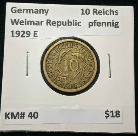 Germany Weimar Republic 1929 E 10 Reichspfennig KM# 40 #739 3B