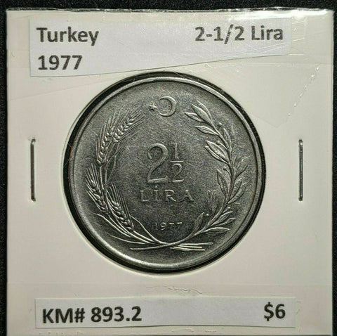 Turkey 1977 2-1/2 Lire KM# 893.2 #726   10B