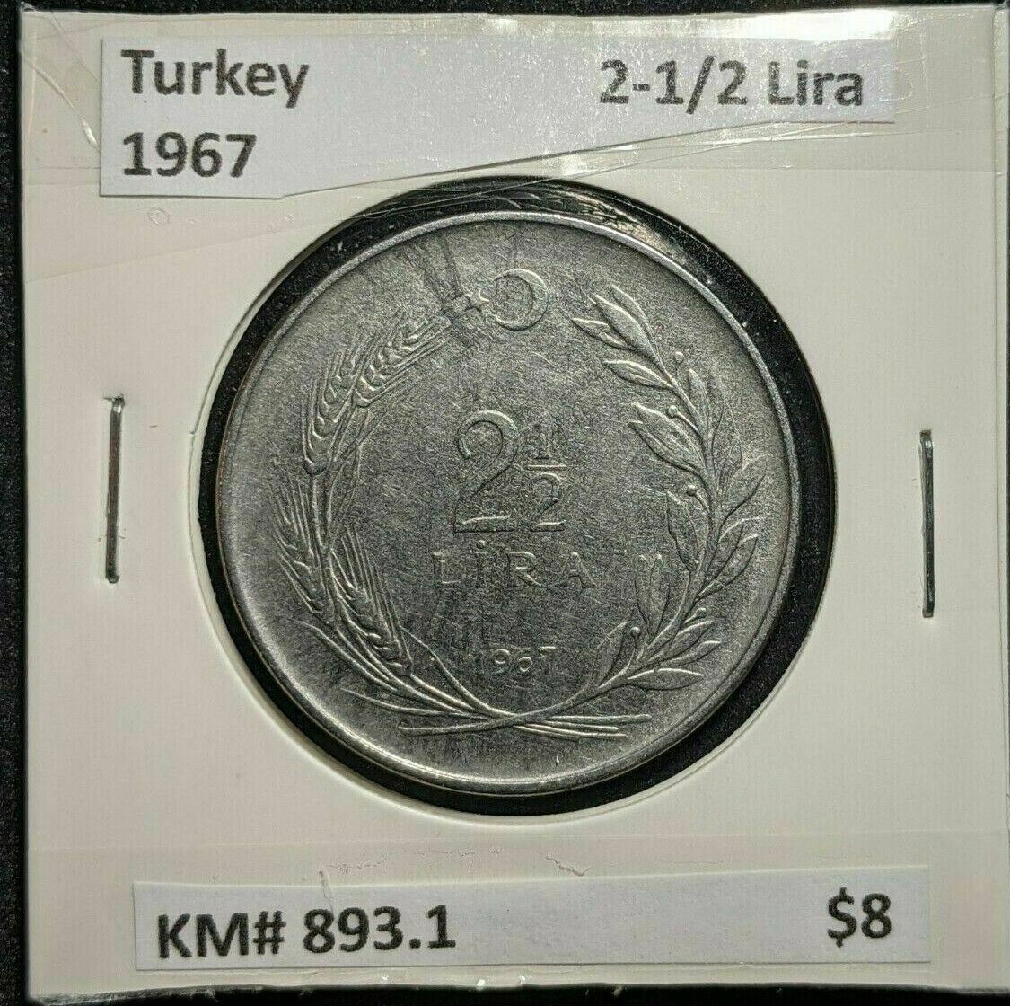 Turkey 1967 2-1/2 Lire KM# 893.1 #725    10B