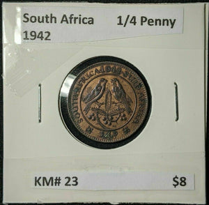 South Africa 1942 Quarter Penny 1/4d KM# 23 #660  #11B