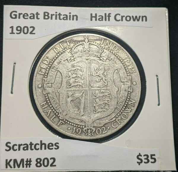 Great Britain 1902 Half Crown KM# 802 Scratches #432 4A
