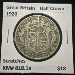 Great Britain 1920 Half Crown KM# 818.1a Scratches #465 4A