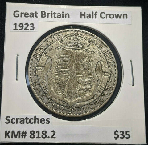 Great Britain 1923 Half Crown KM# 818.2 Scratches #436 4A