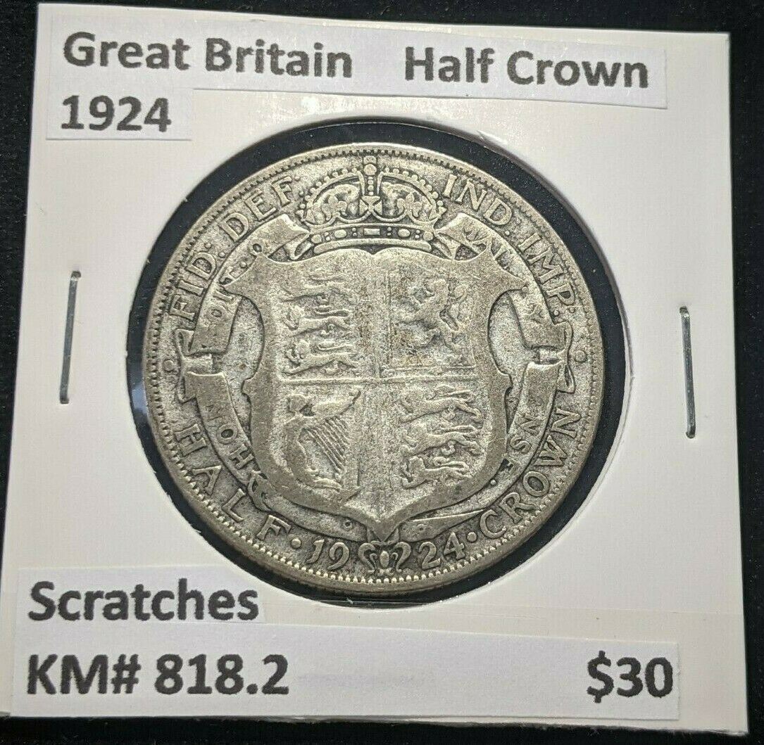 Great Britain 1924 Half Crown KM# 818.2 Scratches #442 4A