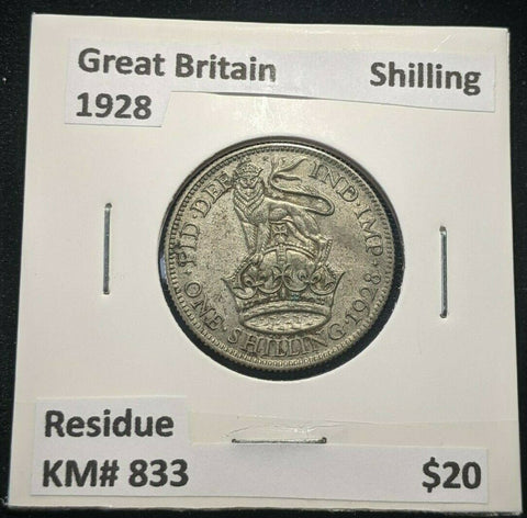 Great Britain 1928 Shilling 1/- KM# 833 Residue #944 4A