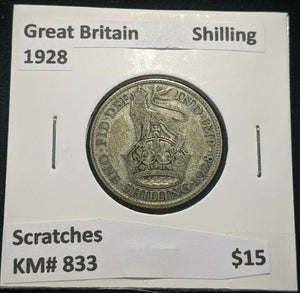 Great Britain 1928 Shilling 1/- KM# 833 Scratches #964 4A