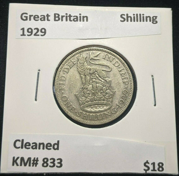Great Britain 1929 Shilling 1/- KM# 833 Cleaned #933 4A