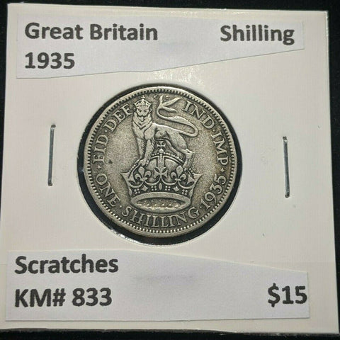 Great Britain 1935 Shilling 1/- KM# 833 Scratches #955 4A