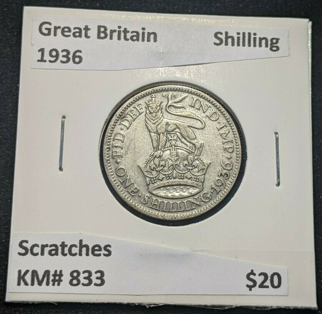 Great Britain 1936 Shilling 1/- KM# 833 Scratches #345 4A
