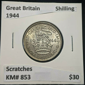 Great Britain 1944 Shilling 1/- KM# 853 Scratches #972 4A
