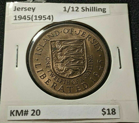 Jersey 1945(1954) 1/12 Shilling KM# 20 #551   10B