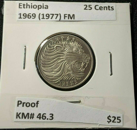 Ethiopia Proof 1969 (1977) FM 25 Cent 25c KM# 46.3 #576  #15B