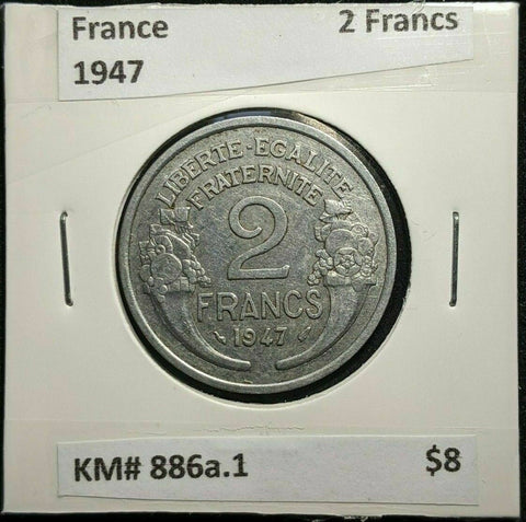 France 1947 2 Francs KM# 886a.1 #836