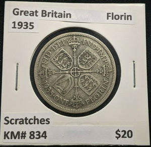 Great Britain 1935 Florin 2/- KM# 834 Scratches #921 4A
