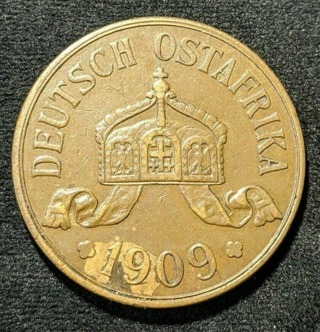 German East Africa 1909 J 5 Heller KM# 11 #141  8B