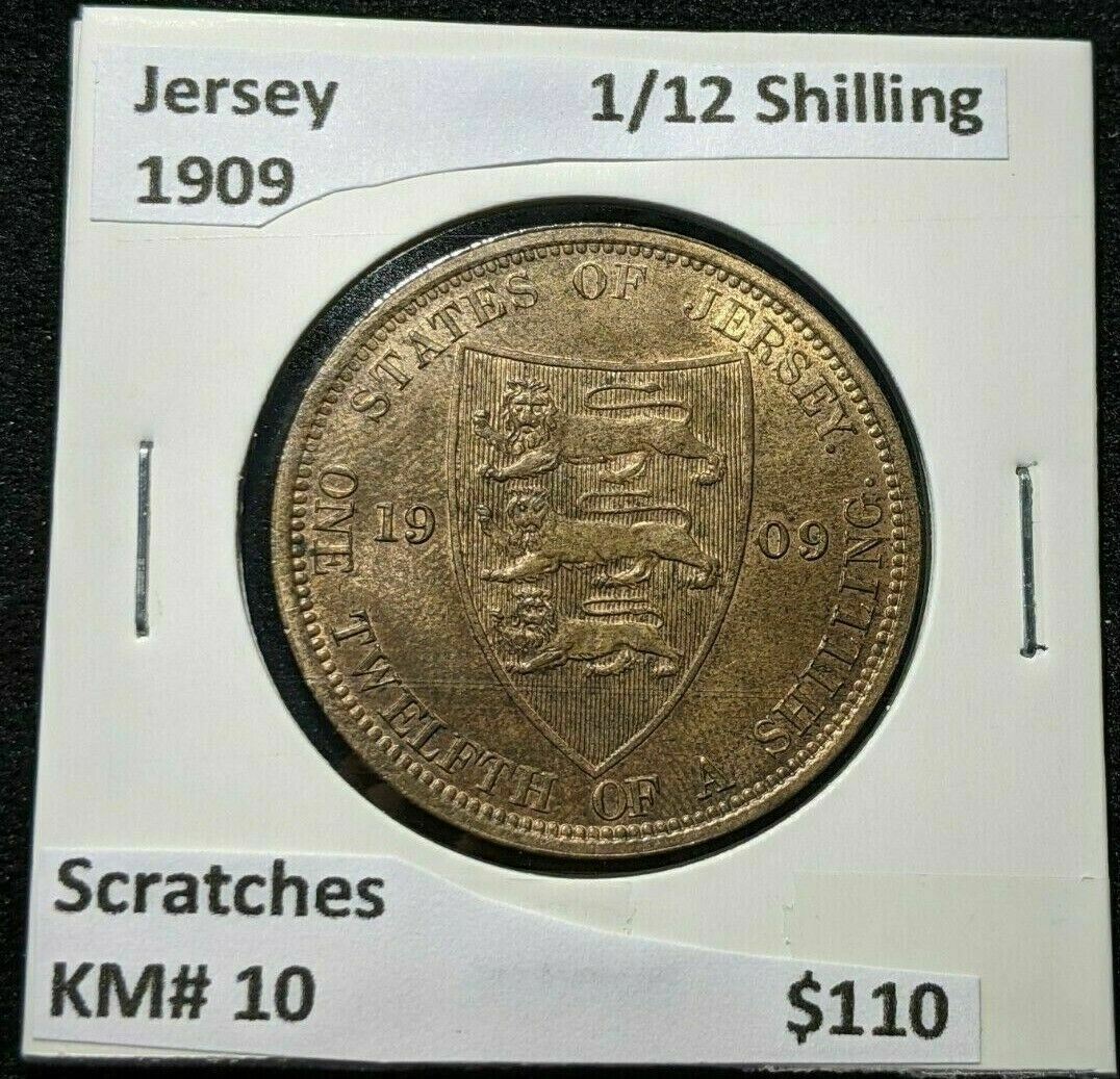 Jersey 1909 1/12 Shilling KM# 10 Scratches #147   10B