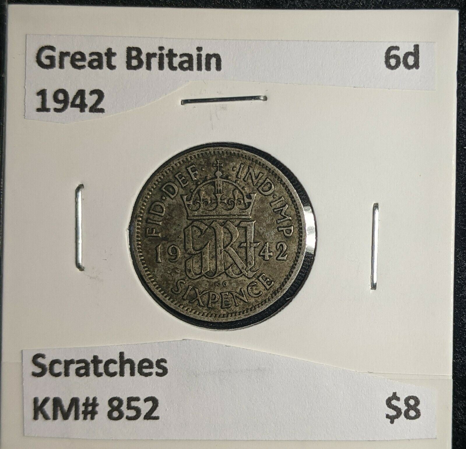 Great Britain 1942 6 Pence Sixpence 6d KM# 852 Scratches #369 5A
