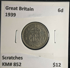 Great Britain 1939 6 Pence Sixpence 6d KM# 852 Scratches #344 5A