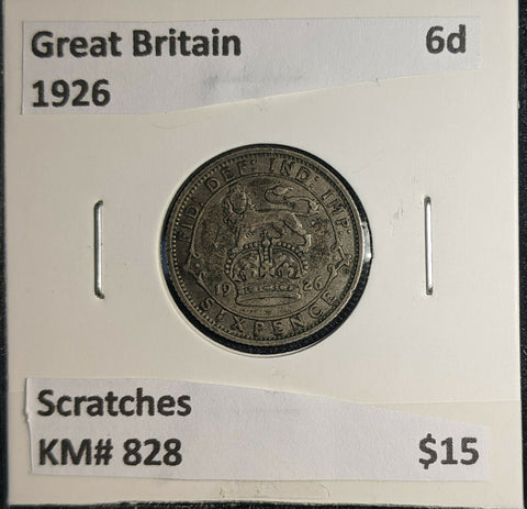 Great Britain 1926 6 Pence Sixpence 6d KM# 828 Scratches #997 4B