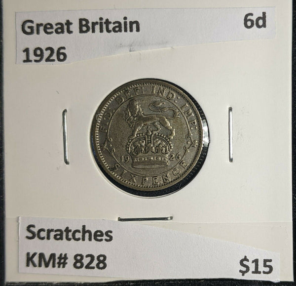 Great Britain 1926 6 Pence Sixpence 6d KM# 828 Scratches #356 4B