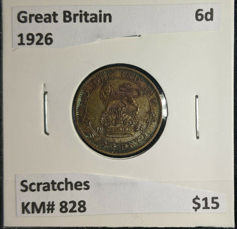 Great Britain 1926 6 Pence Sixpence 6d KM# 828 Scratches #989 4B