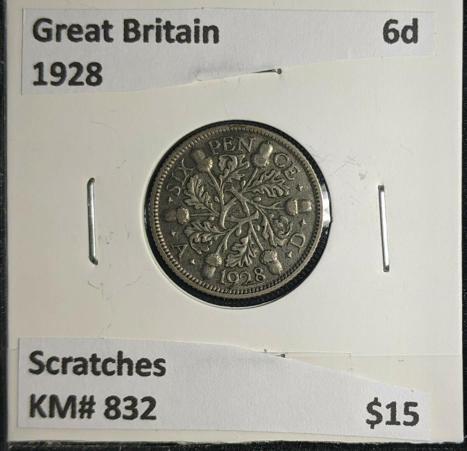 Great Britain 1928 6 Pence Sixpence 6d KM# 832 Scratches #978 4B