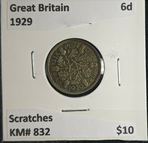 Great Britain 1929 6 Pence Sixpence 6d KM# 832 Scratches #991 4B