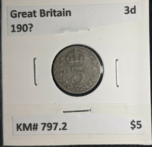 Great Britain 190? 3d Threepence KM# 797.2 #011 4B
