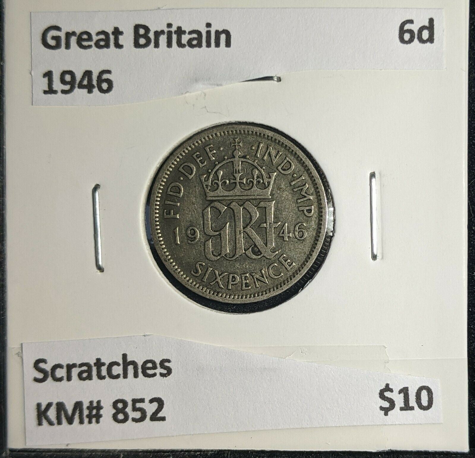 Great Britain 1946 6 Pence Sixpence 6d KM# 852 Scratches #357 4C