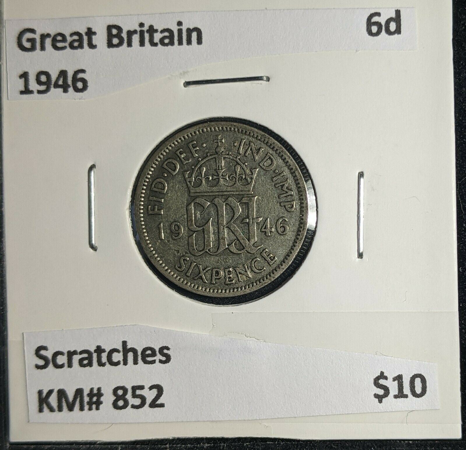 Great Britain 1946 6 Pence Sixpence 6d KM# 852 Scratches #348 4C