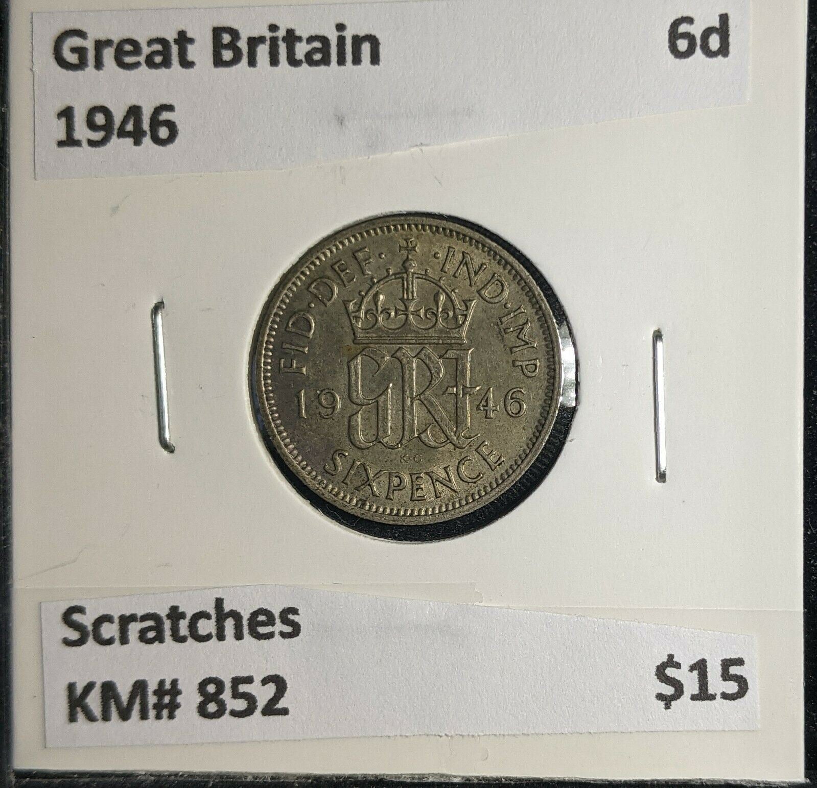 Great Britain 1946 6 Pence Sixpence 6d KM# 852 Scratches #980 4C