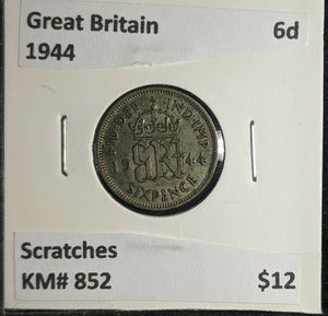 Great Britain 1944 6 Pence Sixpence 6d KM# 852 Scratches #379 4C