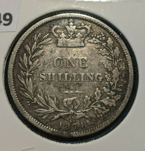 Great Britain 1874 Die 49 Shilling 1/- KM# 734.2 Scratches #010 4B