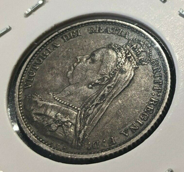 Great Britain 1887 6 Pence Sixpence 6d KM# 759 Scratches #005 4B