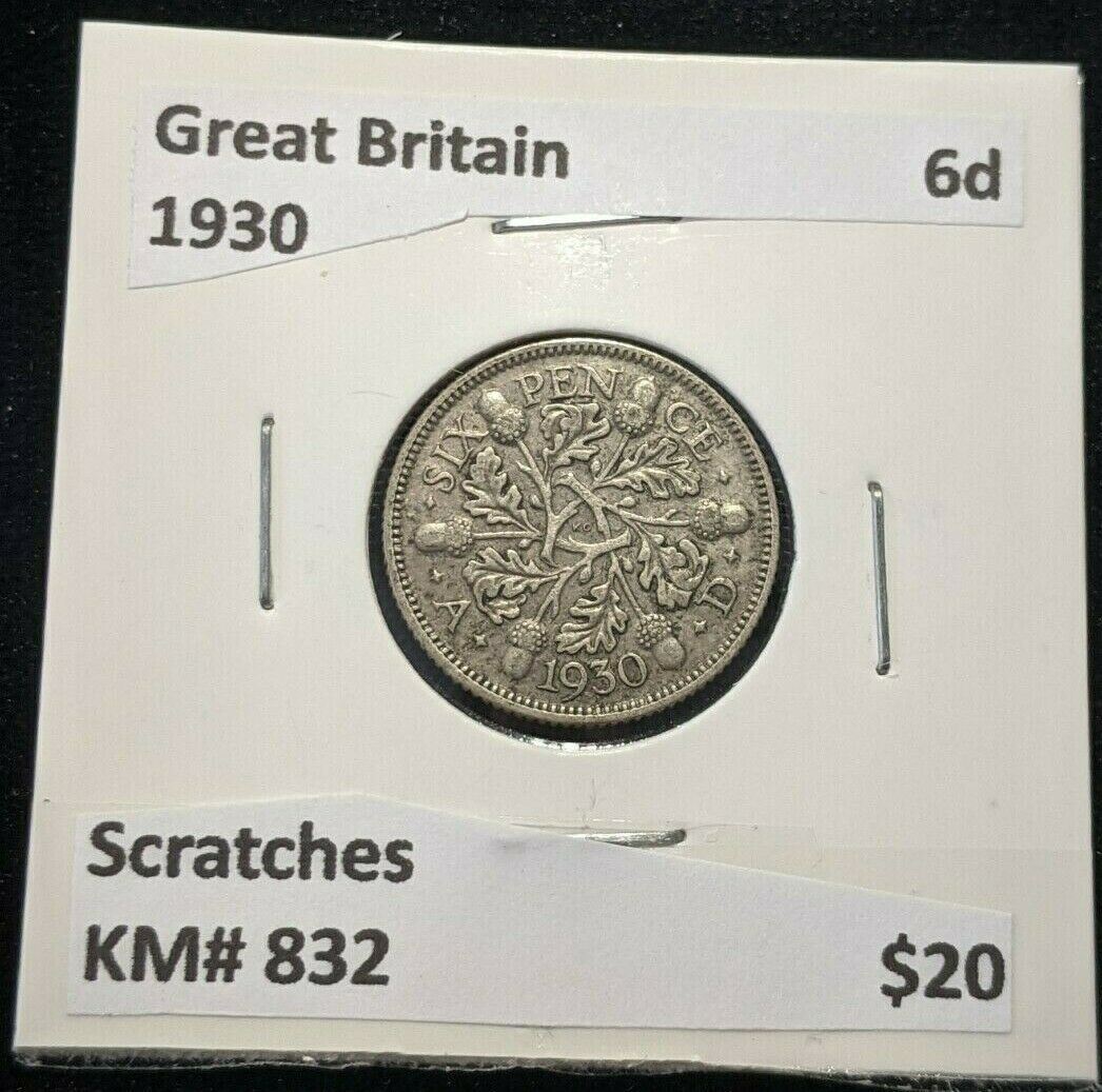 Great Britain 1930 6 Pence Sixpence 6d KM# 832 Scratches #355 4B