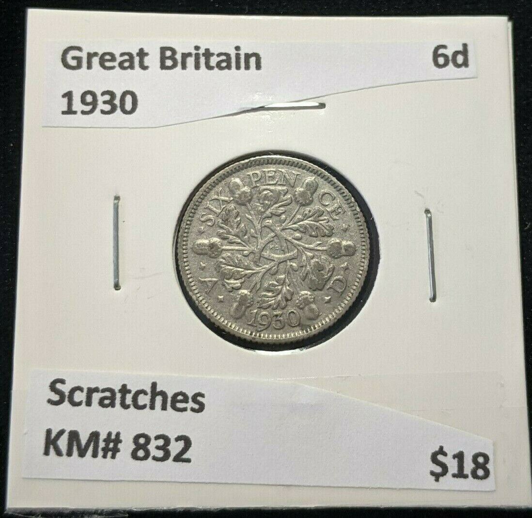 Great Britain 1930 6 Pence Sixpence 6d KM# 832 Scratches #984 4B