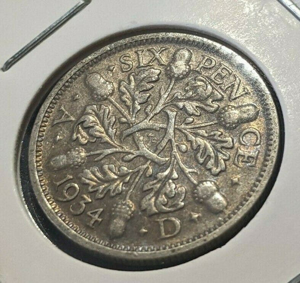 Great Britain 1934 6 Pence Sixpence 6d KM# 832 Scratches #988 4B