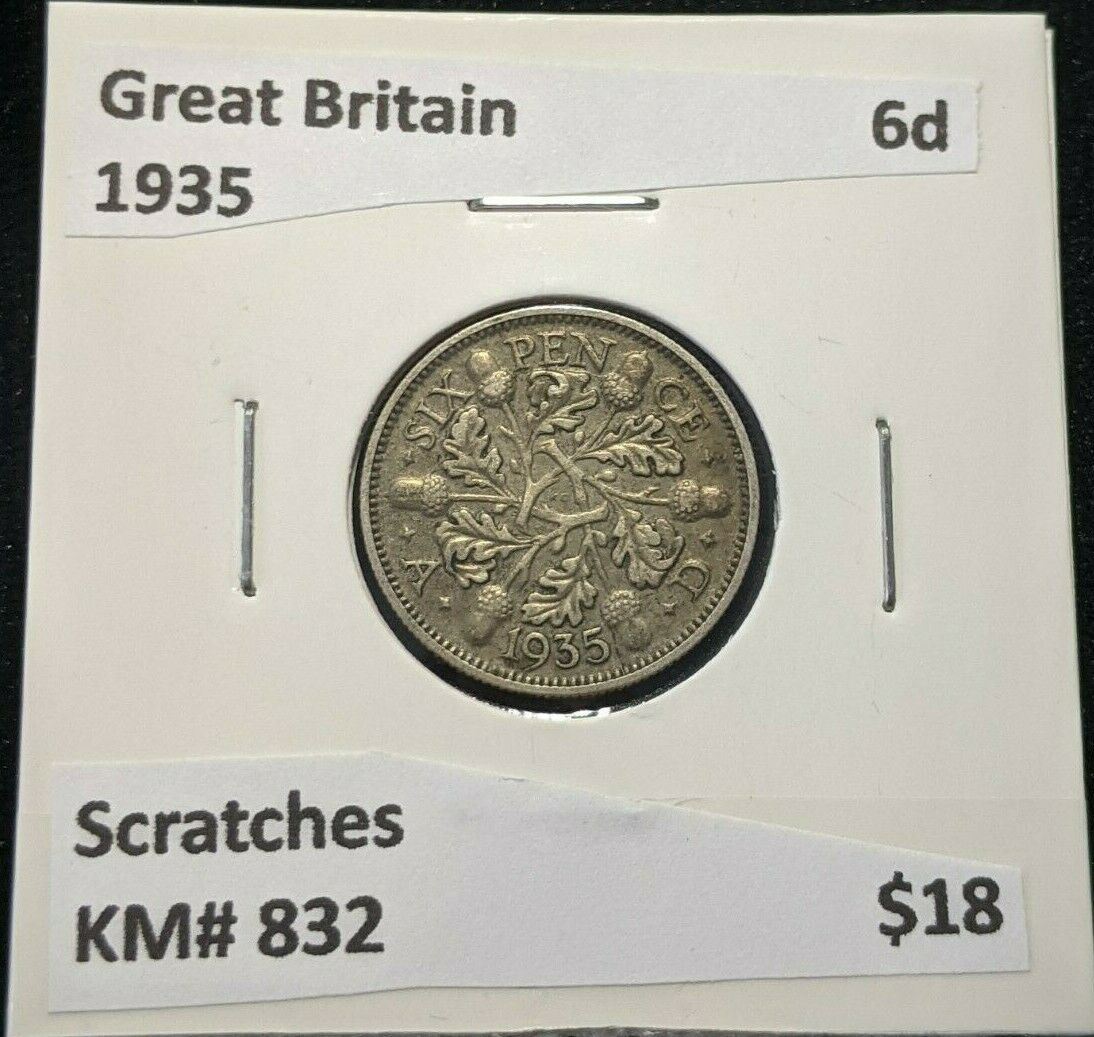 Great Britain 1935 6 Pence Sixpence 6d KM# 832 Scratches #957 4B