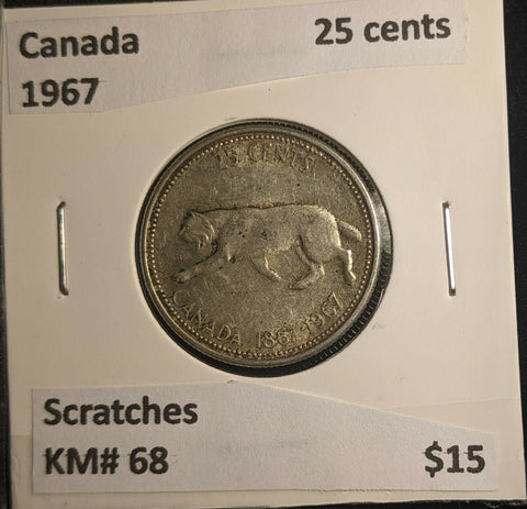 Canada 1967 25 cents KM# 68 Scratches #403 5B