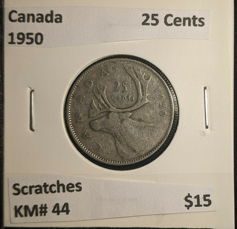 Canada 1950 25 Cents KM# 44 Scratches #414 5C